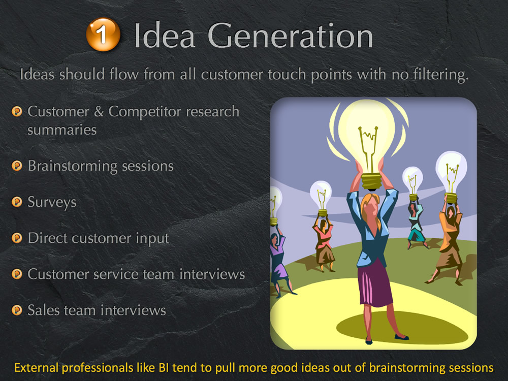 Product Development Step 1: Idea Generation. Where to get a great idea for a new product or service