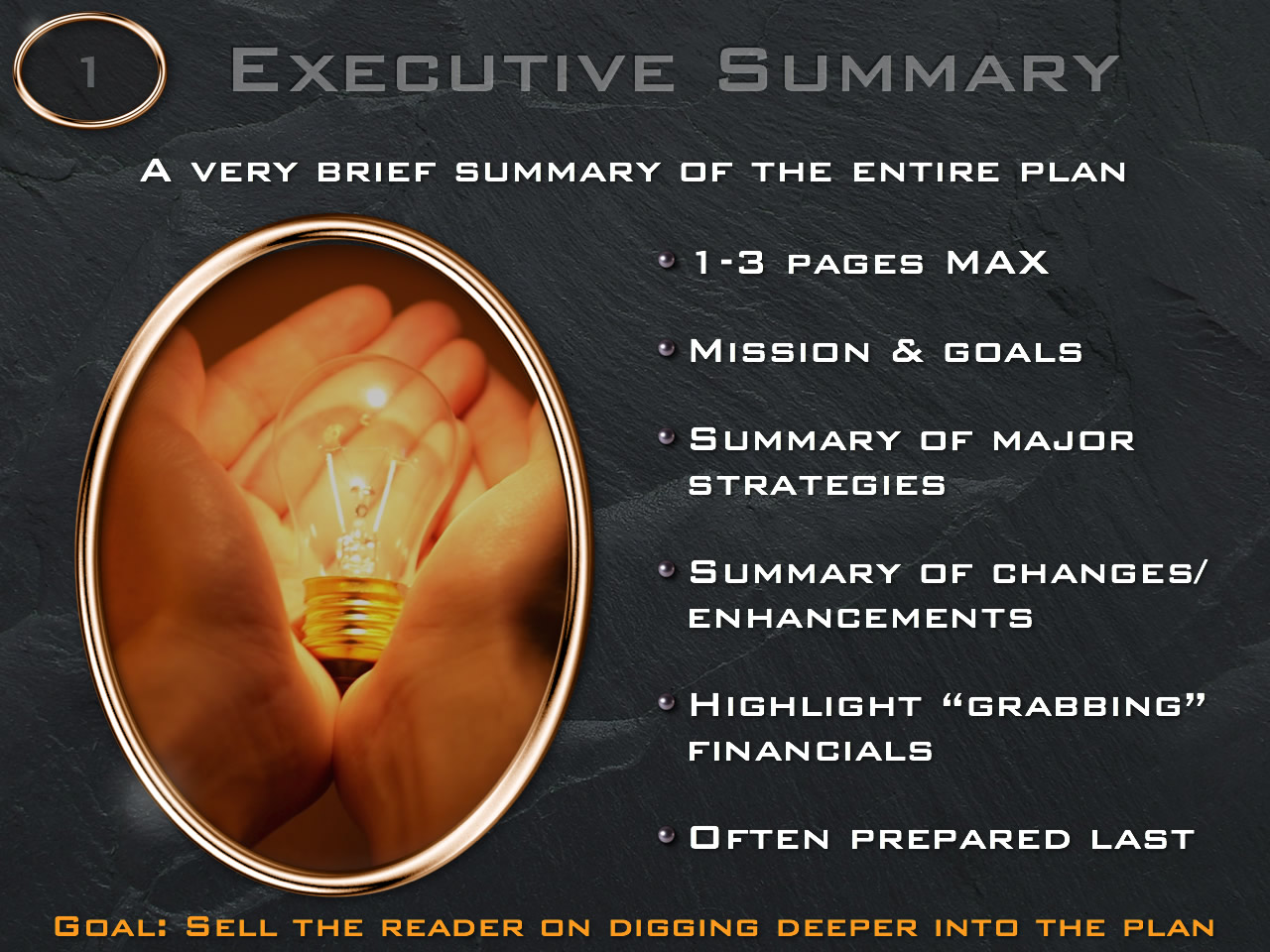 Creating an executive summary of a strategic business plan